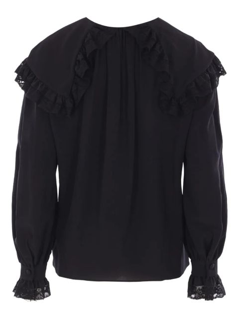 Chloé lace-trimmed ruffled top - Black - zdjęcie produktu nr 2