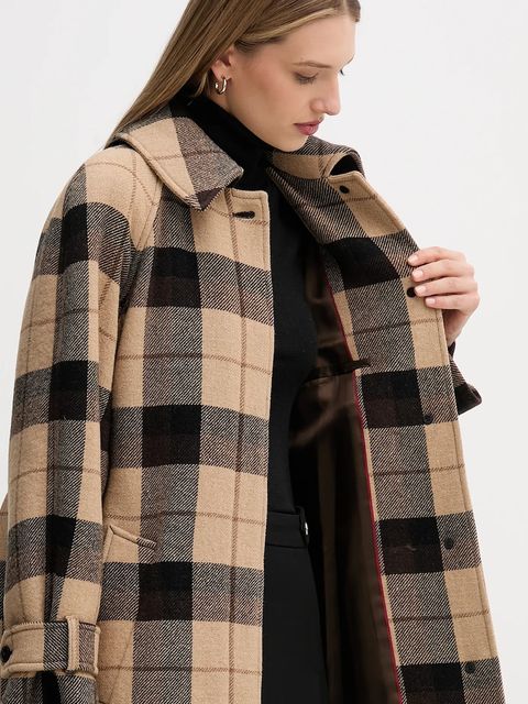 Tommy Hilfiger płaszcz z dodatkiem wełny kolor beżowy WW0WW46870