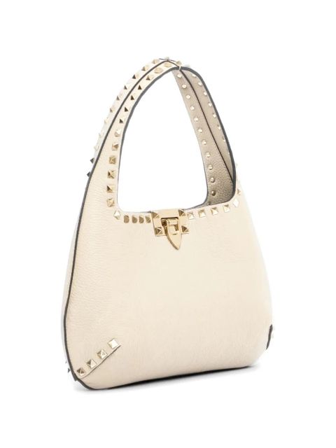 Valentino Garavani Rockstud small shoulder bag in grainy calfskin - Neutrals