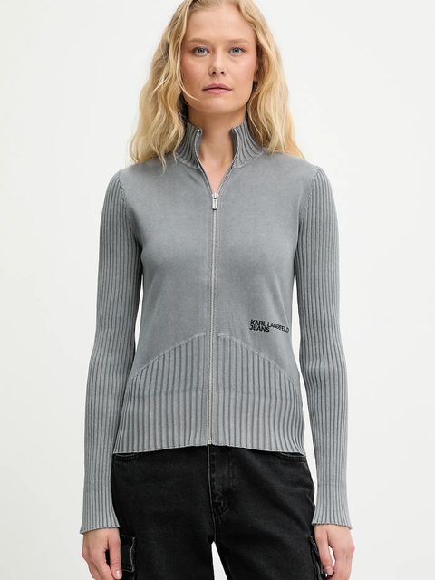 Karl Lagerfeld Jeans kardigan bawełniany damski kolor szary lekki A3W18010 - zdjęcie produktu nr 1