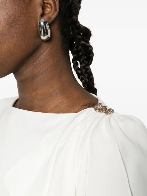 Alessandra Rich ruffled embellished midi dress - White