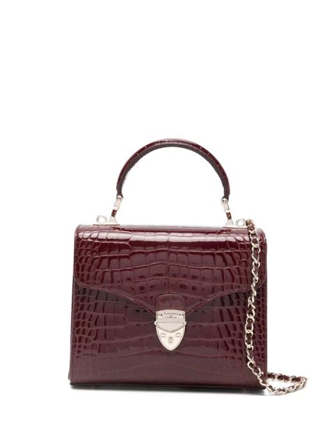 Aspinal Of London medium Mayfair crocrodile-embossed tote bag - Red - zdjęcie produktu nr 1