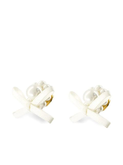 Simone Rocha pearl-embellished bow earrings - White