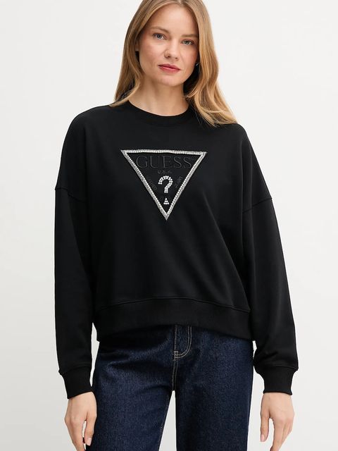 Guess bluza bawełniana RACHELE damska kolor czarny z aplikacją W5YQ04 KC8I0 - zdjęcie produktu nr 1