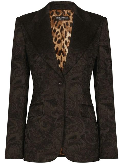 Dolce & Gabbana Turlington floral-jacquard single-breasted blazer - Brown - zdjęcie produktu nr 1