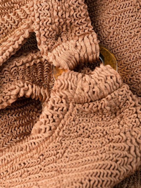 Hunza G Domino scoop-neck crinkled swimsuit - Brown