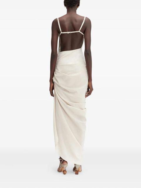 Jacquemus Saudade draped open-back maxi dress - Neutrals