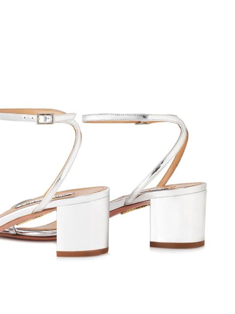 Aquazzura Olie 50mm metallic leather sandals - Silver