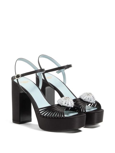 Valentino Garavani Coeur Royal platform sandals in satin 115mm - Black - zdjęcie produktu nr 2