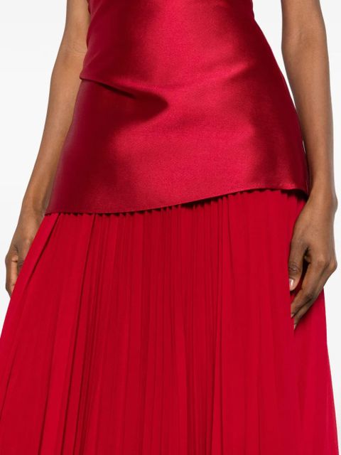 Solace London Claudette strapless pleated dress - Red