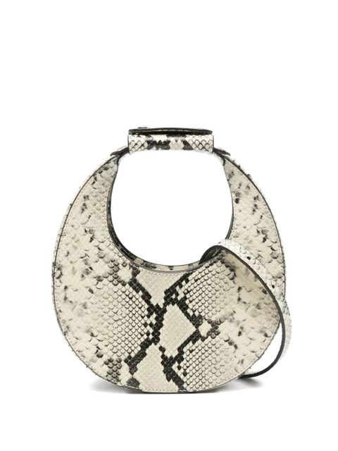 STAUD Goodnight Moon snakeskin top-handle tote bag - White