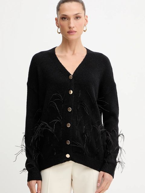 Fracomina kardigan z domieszką wełny damski kolor czarny FS25WT8006K50501 - zdjęcie produktu nr 1