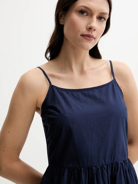 United Colors of Benetton sukienka bawełniana kolor granatowy midi rozkloszowana 4KUSDV0B7