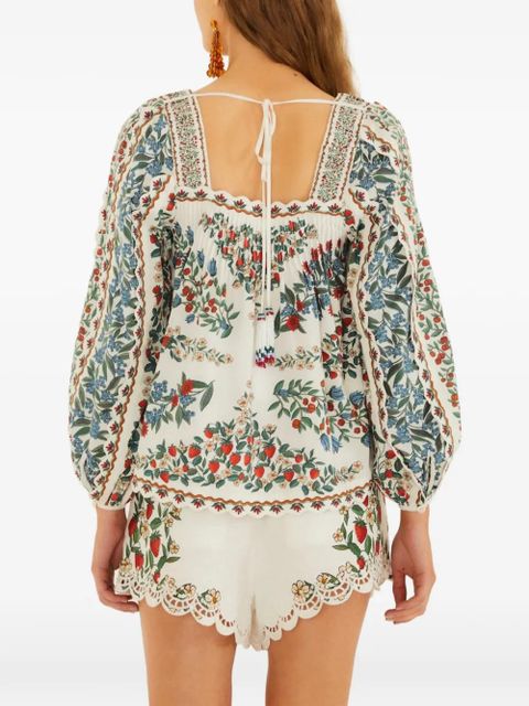 FARM Rio fruit-print scalloped-edge blouse - White - zdjęcie produktu nr 2