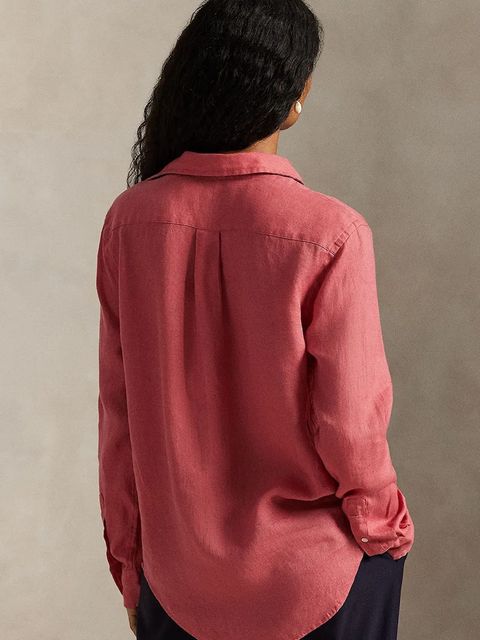 Polo Ralph Lauren koszula lniana kolor różowy relaxed z kołnierzykiem klasycznym 211970730 - zdjęcie produktu nr 2