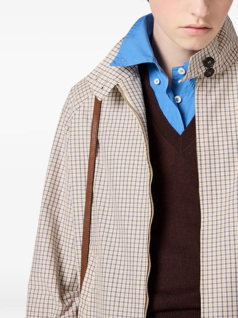 Miu Miu check-pattern oversized jacket - Neutrals