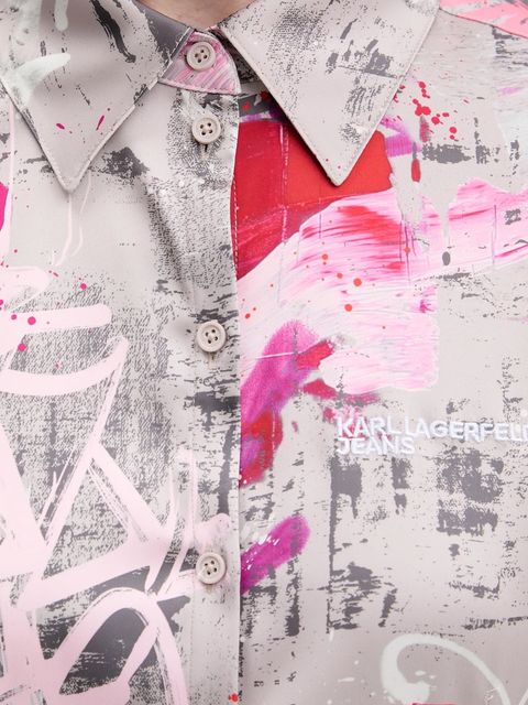 Karl Lagerfeld Jeans koszula damska kolor szary slim z kołnierzykiem klasycznym B1W11028