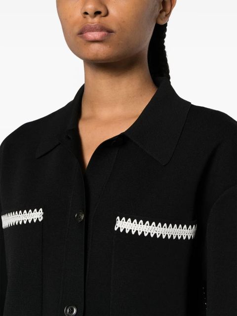 Nanushka Silvia crochet-trim shirt - Black