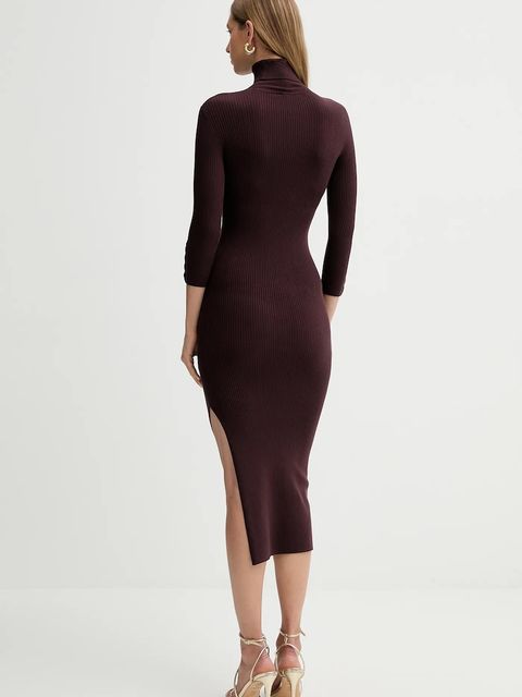 Elisabetta Franchi sukienka z dodatkiem jedwabiu kolor bordowy midi dopasowana AM23B56E2