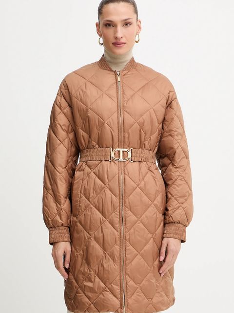 Twinset kurtka kolor brązowy przejściowa oversize 252TP2130 - zdjęcie produktu nr 1