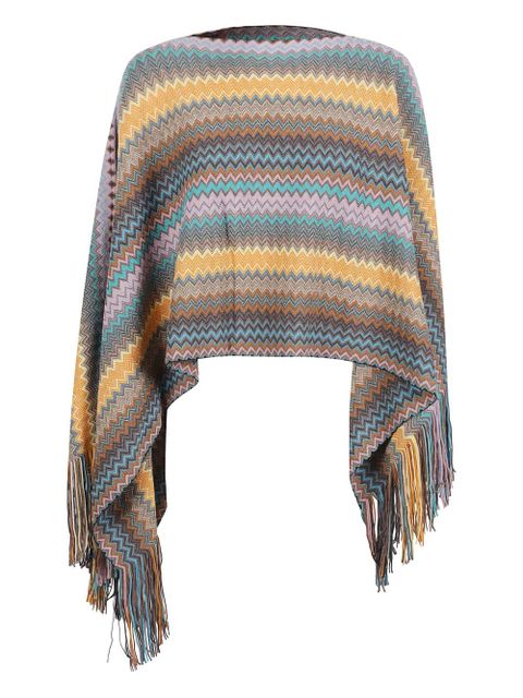 Missoni chevron fringed poncho - Neutrals - zdjęcie produktu nr 1