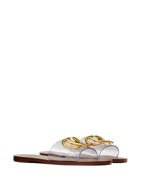 Valentino Garavani VLogo Signature transparent slide sandals - Neutrals