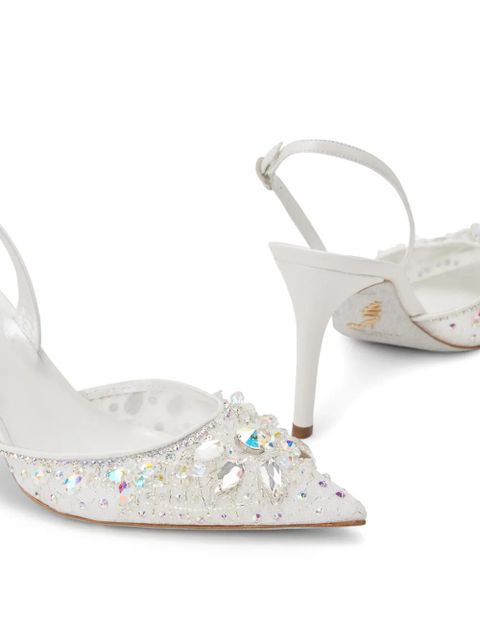 René Caovilla Cinderella 80mm leather pumps - White