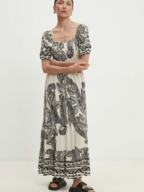 Answear.LAB sukienka kolor czarny maxi rozkloszowana