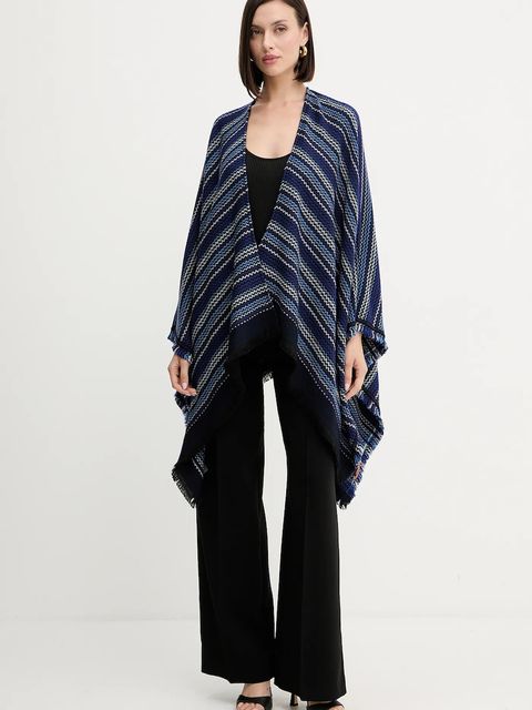 Missoni poncho wełniane kolor granatowy MA9EWODA413 - zdjęcie produktu nr 1
