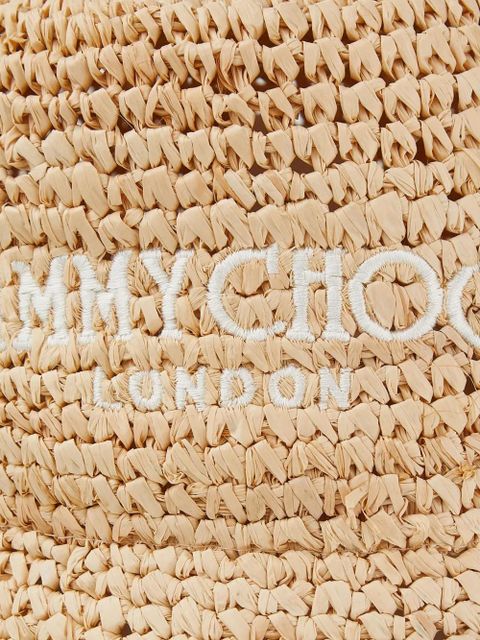 Jimmy Choo Atena logo-embroidered raffia hat - Neutrals