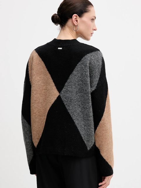 Barbour sweter z dodatkiem wełny SABRINA damski kolor czarny LKN1678