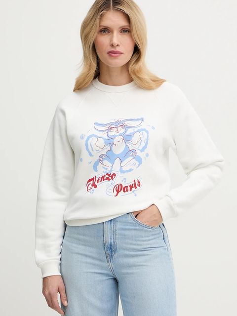 Kenzo bluza bawełniana damska kolor biały z nadrukiem FG52SW2034MJ - zdjęcie produktu nr 1
