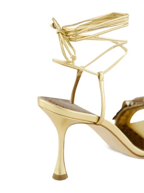Manolo Blahnik flower-embellished high-heel sandals - Gold