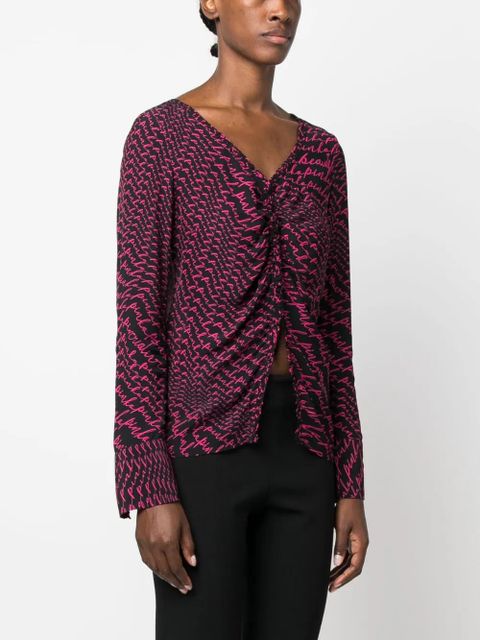 PINKO logo-print long-sleeve blouse - Black