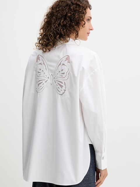 Twinset koszula bawełniana damska kolor biały relaxed z kołnierzykiem klasycznym 252AQ2070 - zdjęcie produktu nr 2