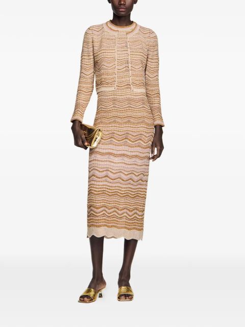 SANDRO wave-pattern cardigan - Neutrals - zdjęcie produktu nr 2