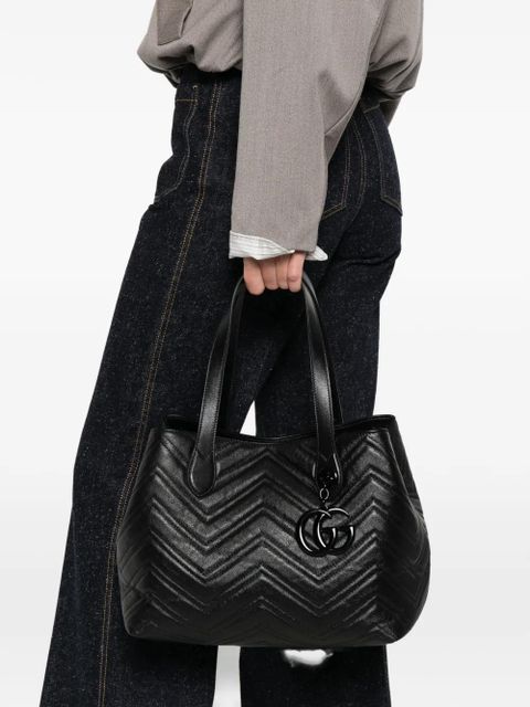 Gucci chevron logo charm tote bag - Black - zdjęcie produktu nr 2