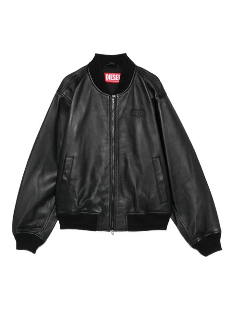 Diesel L-Ilyan-RB ribbed leather jacket - Black - zdjęcie produktu nr 1