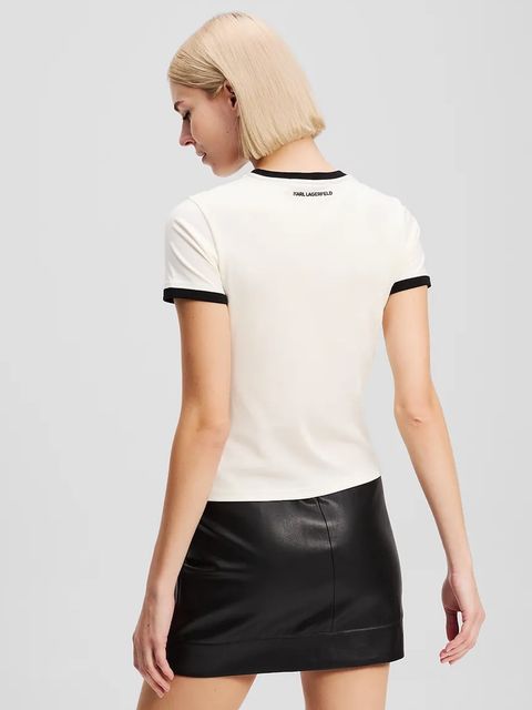 Karl Lagerfeld t-shirt bawełniany IKON damski kolor beżowy A3W17078 - zdjęcie produktu nr 2