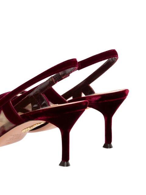Aquazzura 65mm slingback velvet pumps - Red