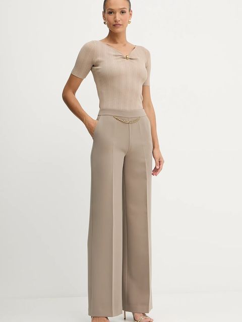 Marciano by Guess spodnie ELLA damskie kolor beżowy szerokie high waist 5YGB01 7357A