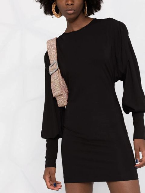 The Attico gathered-sleeve detail dress - Black