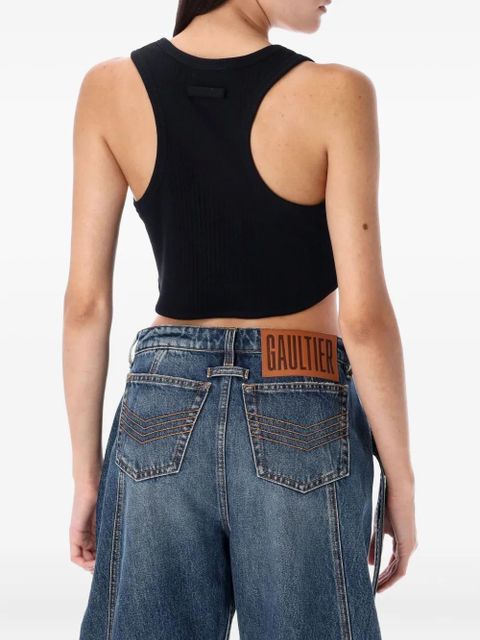 Jean Paul Gaultier ribbed garter tank top - Black