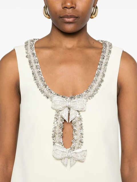 Self-Portrait crepe bow-detail mini dress - Yellow