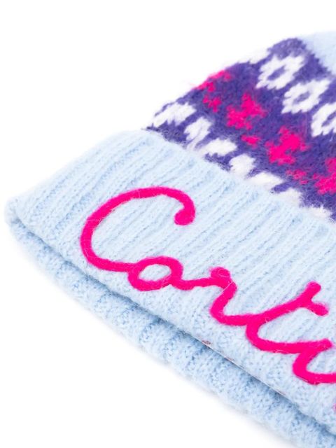 MC2 Saint Barth motif-embroidered fair-isle beanie - Blue - zdjęcie produktu nr 2