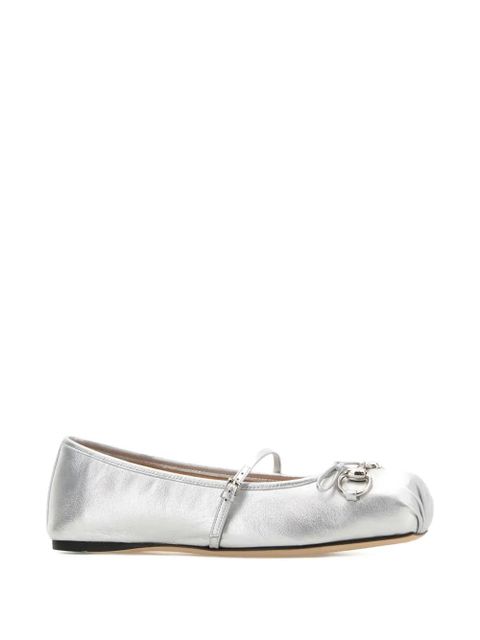 Gucci buckle strap leather ballerinas - Silver - zdjęcie produktu nr 2