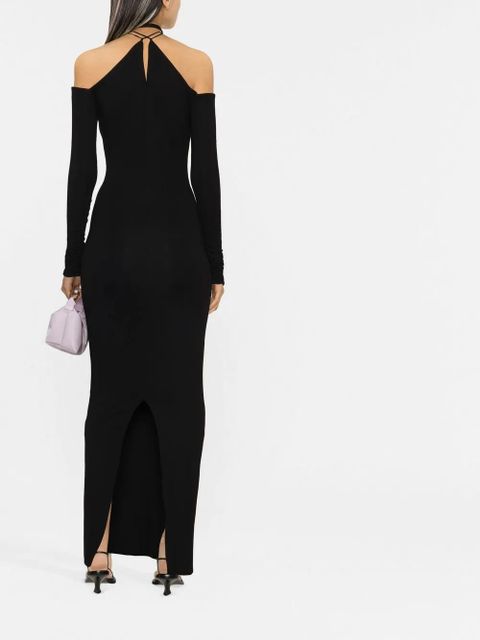 MANURÍ Connie fitted long dress - Black