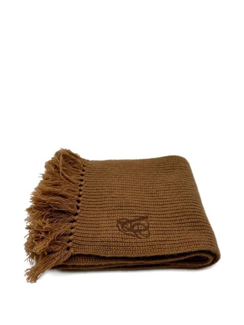 Valentino Garavani fringed logo-detail scarf - Brown - zdjęcie produktu nr 1