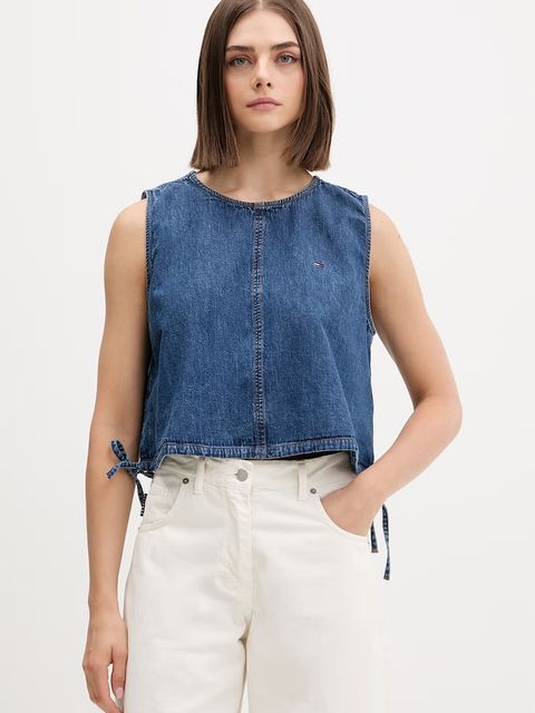 Tommy Jeans bluzka na ramiączkach damska jeansowa - zdjęcie produktu nr 1