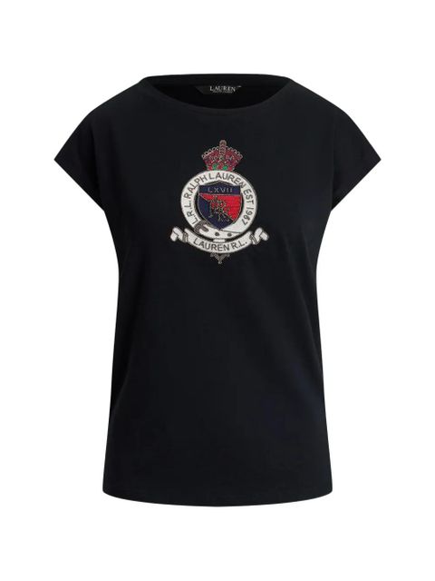 Lauren Ralph Lauren crest-patch cap-sleeve T-shirt - Black - zdjęcie produktu nr 1